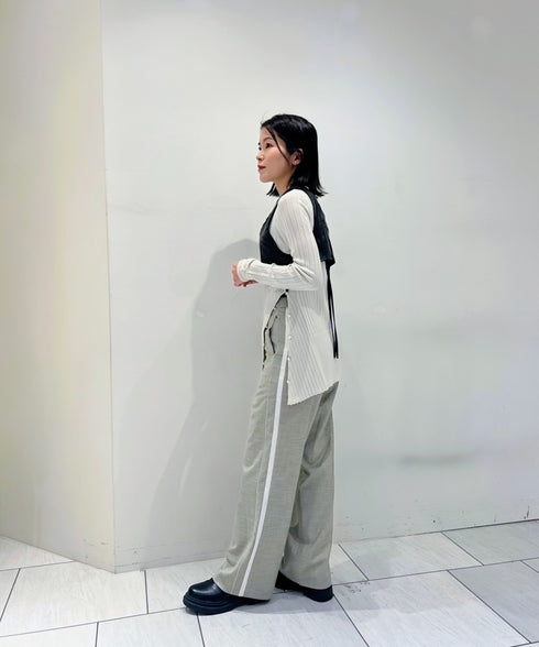 先染めサイドラインストレートパンツ